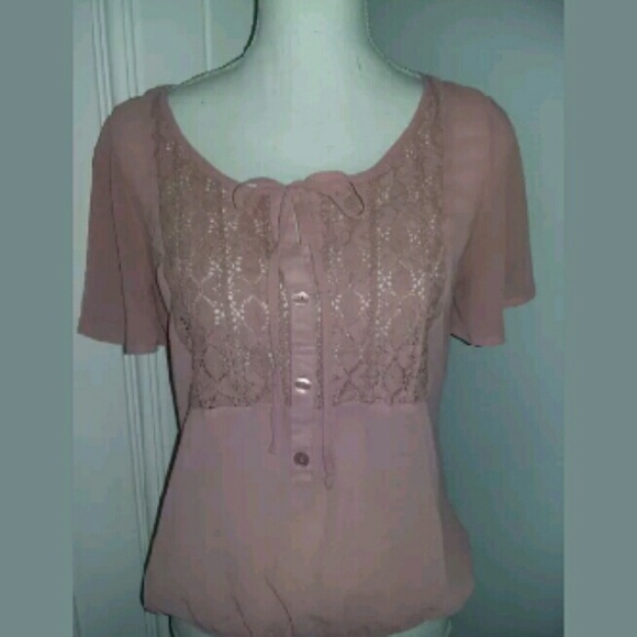 Medium Rue 21 Sheer Pretty In Pink Blouse Top