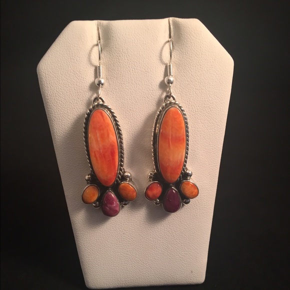 Navajo Spiny Oyster & Sterling Silver Earrings