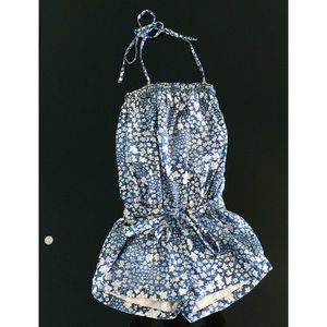 Hollister Japanese Blue Floral Print Romper
