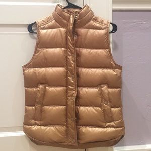 J. Crew gold puffer vest.