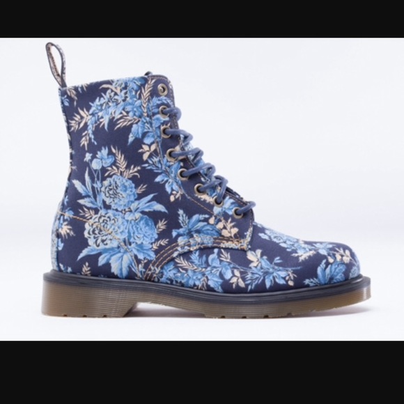 Blue Floral Authenic Dr. Martens Boots