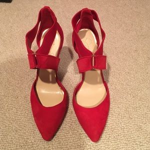 Red suede Jessica Simpson heels