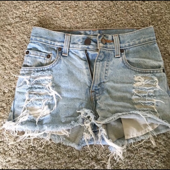 Levi's High Waisted Destroyed Shorts