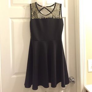Black & Gold Fit and Flare Dress
