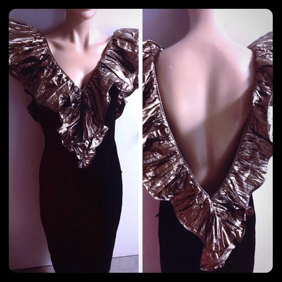 Velvet Hollywood glamour prom gold dress
