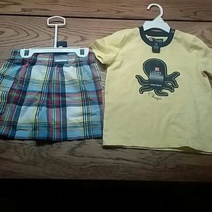 New Chaps two piece set shirt shorts boy 24 m