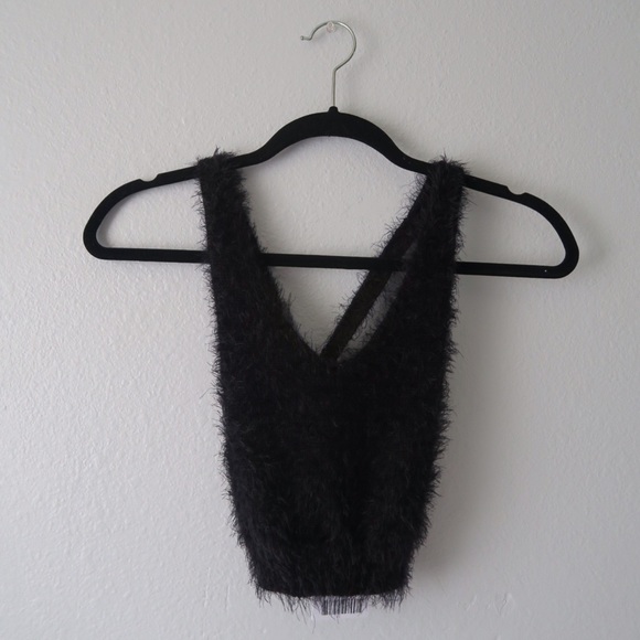 Faux fur crop top