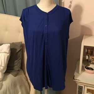 Madewell Blue Top with Cap Sleeves