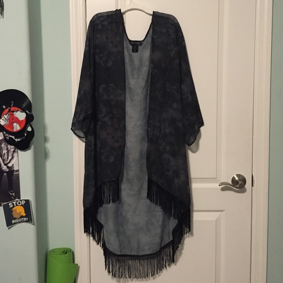 Skull print kimono