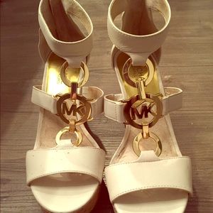 White & Gold Michael Kors Wedges Size 6.5