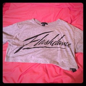 Gray " flashdance " crop top