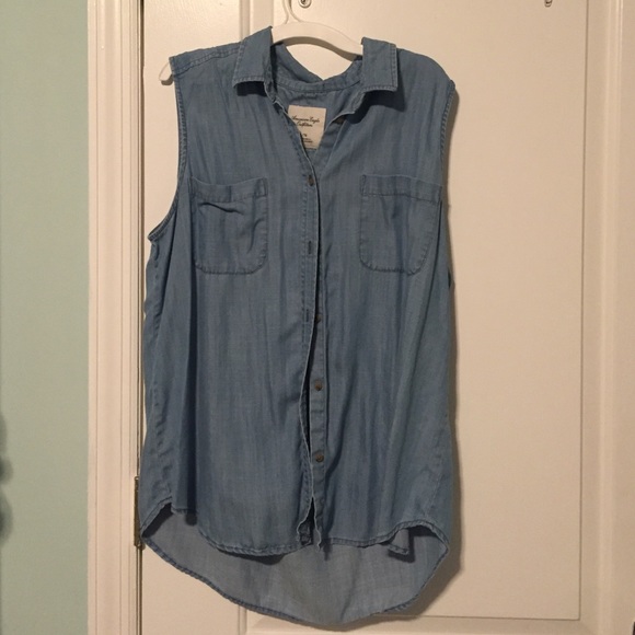 Jean look button up tank