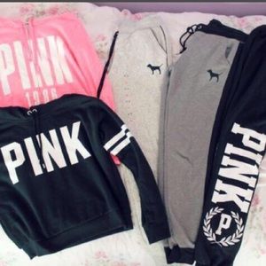 Two sweatshirts and three pairs of yoga pants