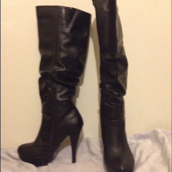 Black leather heels