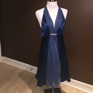 Donna Ricco Halter Embellished Empire Waist Silk