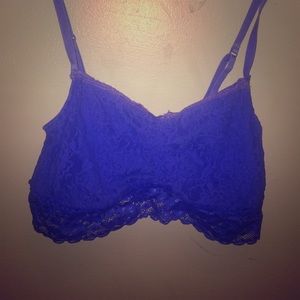 Blue lace bra