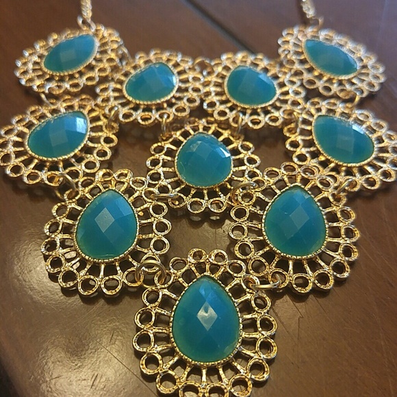 Jewelry | GOLD & TURQUOISE NECKLACE & EARRING SET - Picture 3 of 8