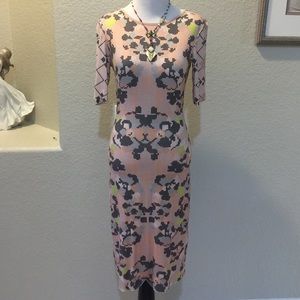 Sam & Lavi blush and gray geometric print dress