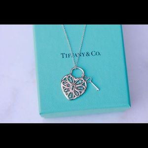 Tiffany and Co. Filigree Heart and Key Necklace