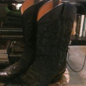 Tony Lama Black Full Quill Ostrich Boots J Toe