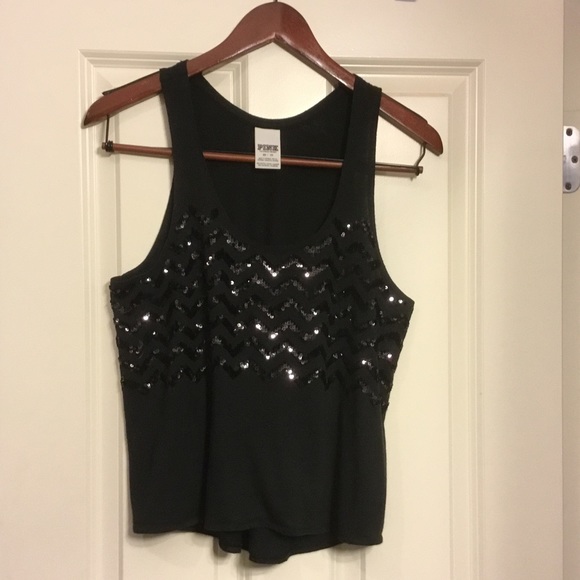 Excellent condition VS Pink chevron sequined tank!