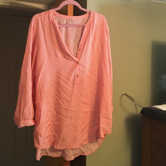 Pink printed, light weight, quarters leave blouse