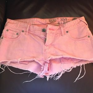 Jack wills pink denim shorts