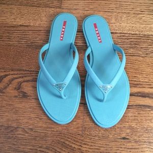 Size 7.5 AUTHENTIC Prada Light Blue Sandals