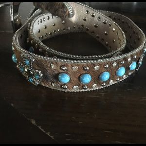 Brown & Torquoise Western Belt w/ crosses!