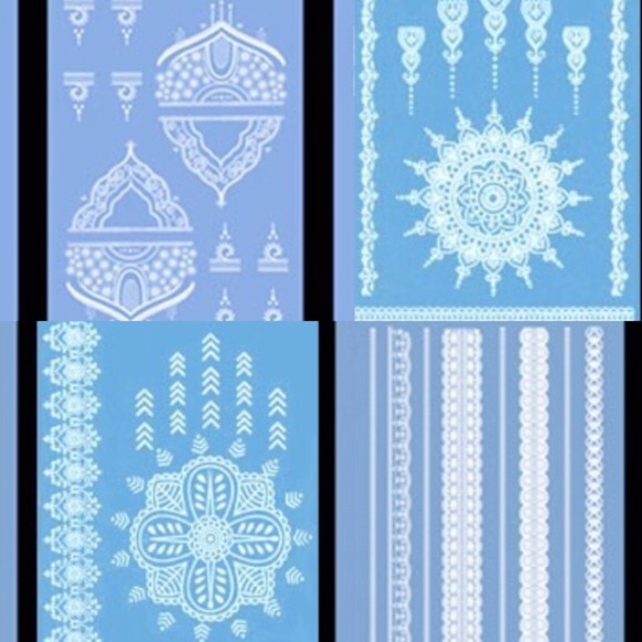 White Henna Temporary Tattoos / Flash Tattoo - Picture 2 of 4