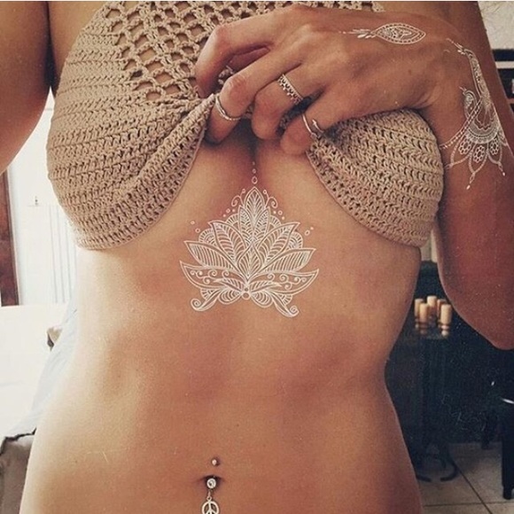 White Henna Temporary Tattoos / Flash Tattoo - Picture 3 of 4