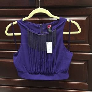 NWT 2B Bebe Fringe Crop Top