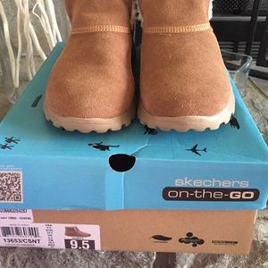 Fur lined ankle booties in the box