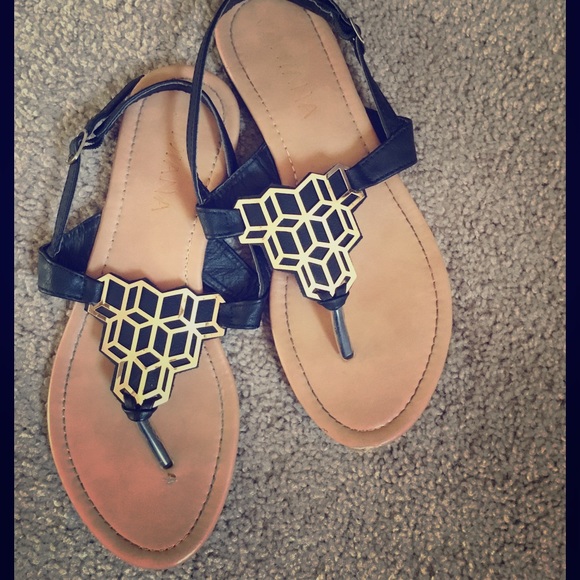 Black and Gold Sandals