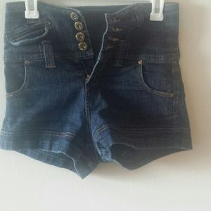 High-waisted denim shorts