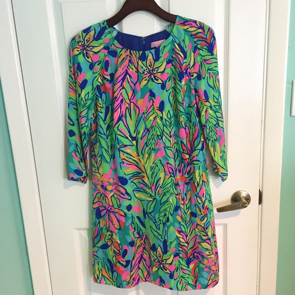 Lilly Pulitzer Carol Shift Dress Multi Hot Spot Women Size XS New