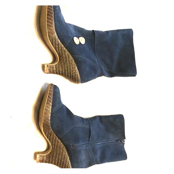 Navy blue mid calf booties
