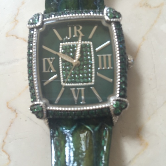 Judith Ripka watch! Green textured Band! Gorgeous