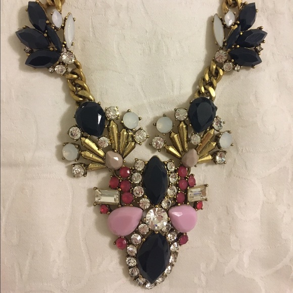 J Crew blue and pink stoned necklace