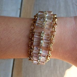 J.Crew Gold Rhinestone Lucite Bracelet