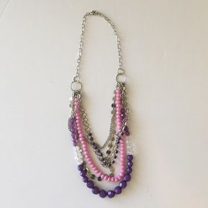 LOFT Purple & Pink Multi Stand Necklace