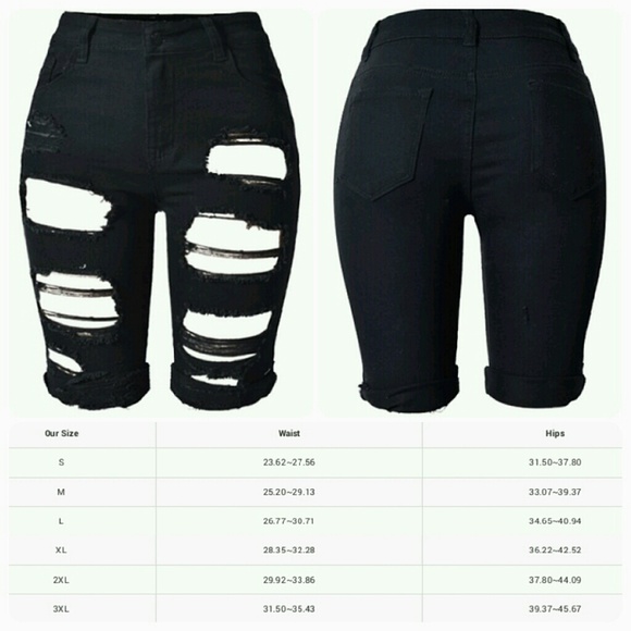 Black High Waist Destroyed Ripped Bermuda Shorts - Picture 4 of 4