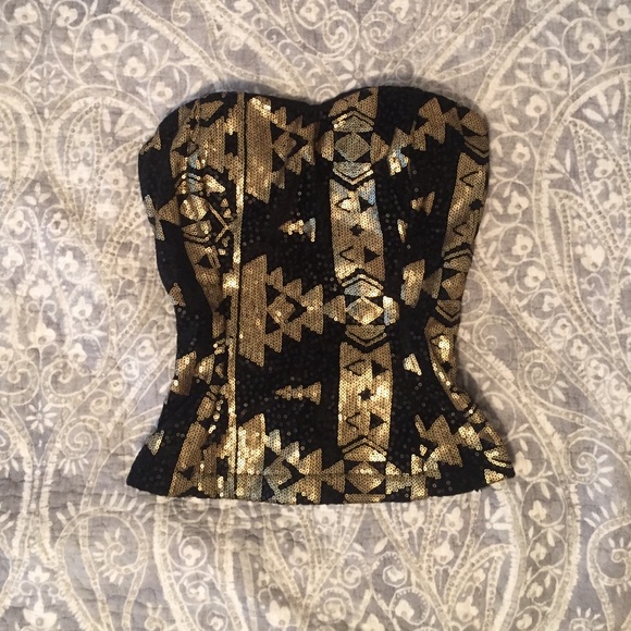 Strapless sequin corset top