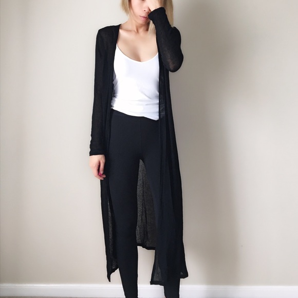 BOHO LUXE Black long cardigan duster. MADE IN USA - Picture 3 of 4