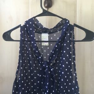Navy and White Polkadot Tank Top