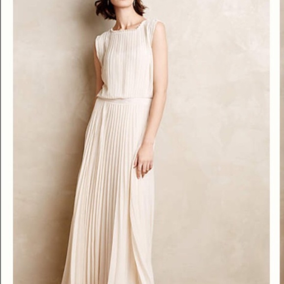 Anthropologie pleated gown with slip