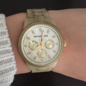 Michael kors women's chronograph ritz horn watch