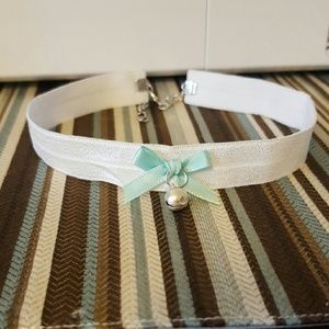 White Choker with Mint Green Bow