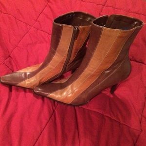 Striped mid calf boots