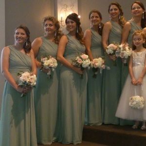 After Six one strap bridesmaid dress green kiwi